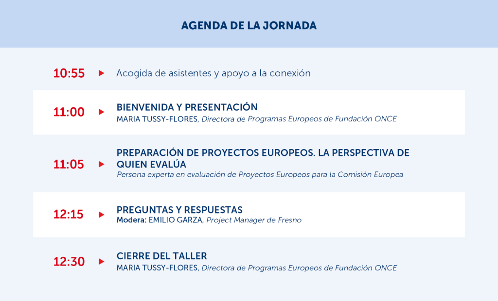 Agenda de la jornada con los y las ponentes. 